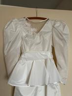 trouwjurk met pofmouw en peplum, Trouwjurk, Wit, Ophalen of Verzenden, Geen