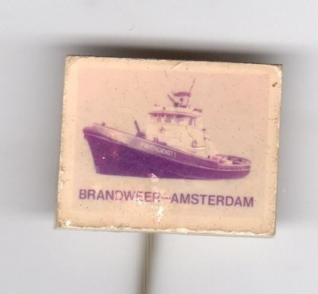 Speldje BRANDWEER AMSTERDAM HAVENDIENST SCHIP BOOT (A1), Verzamelen, Speldjes, Pins en Buttons, Ophalen of Verzenden, Gebruikt