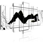 749 Abstract Sexy Vrouw 5 Luik Canvas Schilderij 200x100cm, Ophalen of Verzenden