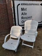 2x Allibert Witte Kunststof Tuinstoelen - Inklapbaar, Ophalen of Verzenden, Gebruikt, Kunststof, Inklapbaar