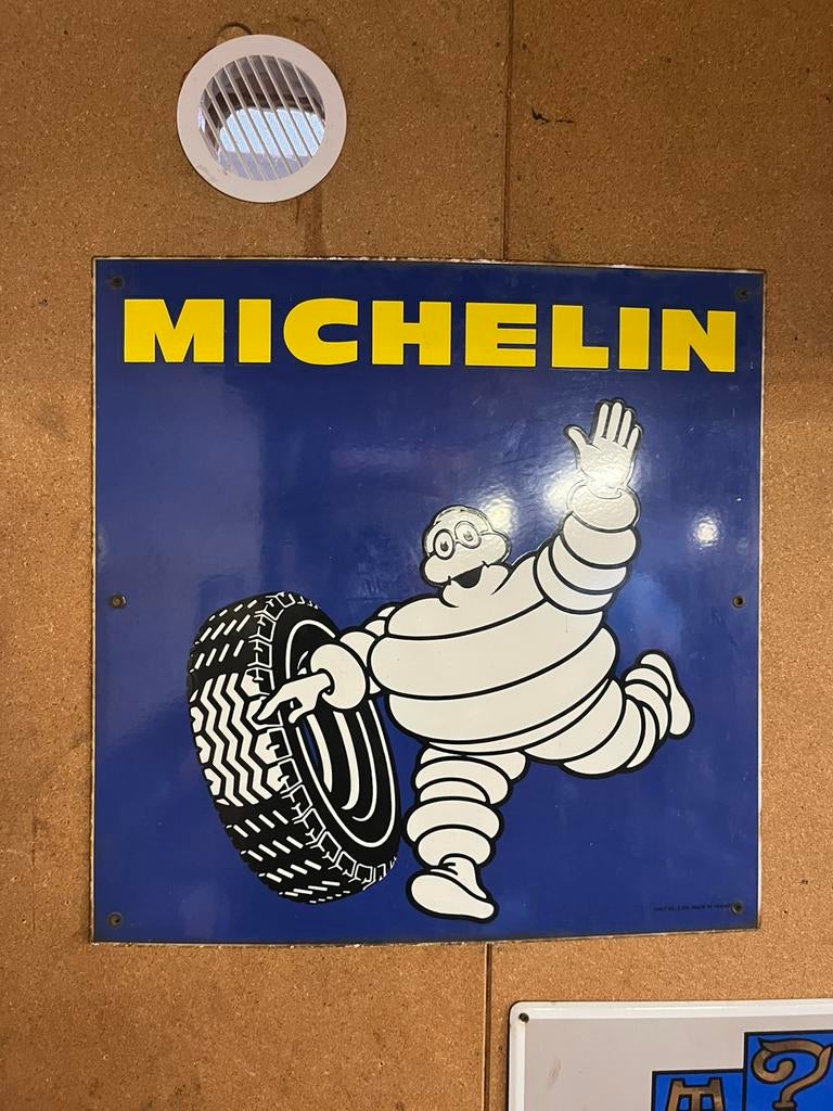 Michelin emaille reclamebord 1982, Verzamelen, Merken en Reclamevoorwerpen, Zo goed als nieuw, Reclamebord, Ophalen
