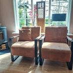 Te koop: 2 stijlvolle fauteuils / stoelen – cognac kleur, Ophalen, 75 tot 100 cm, 50 tot 75 cm