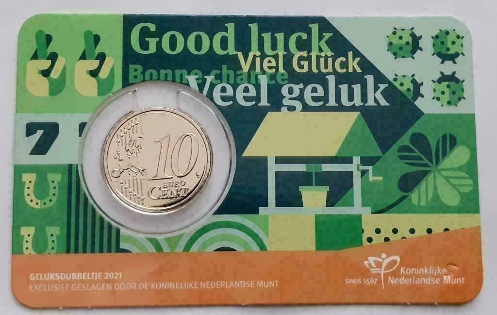 Nederland Geluksdubbeltje 2021 in coincard, Postzegels en Munten, Munten | Nederland, Euro's, Koningin Beatrix, Verzenden