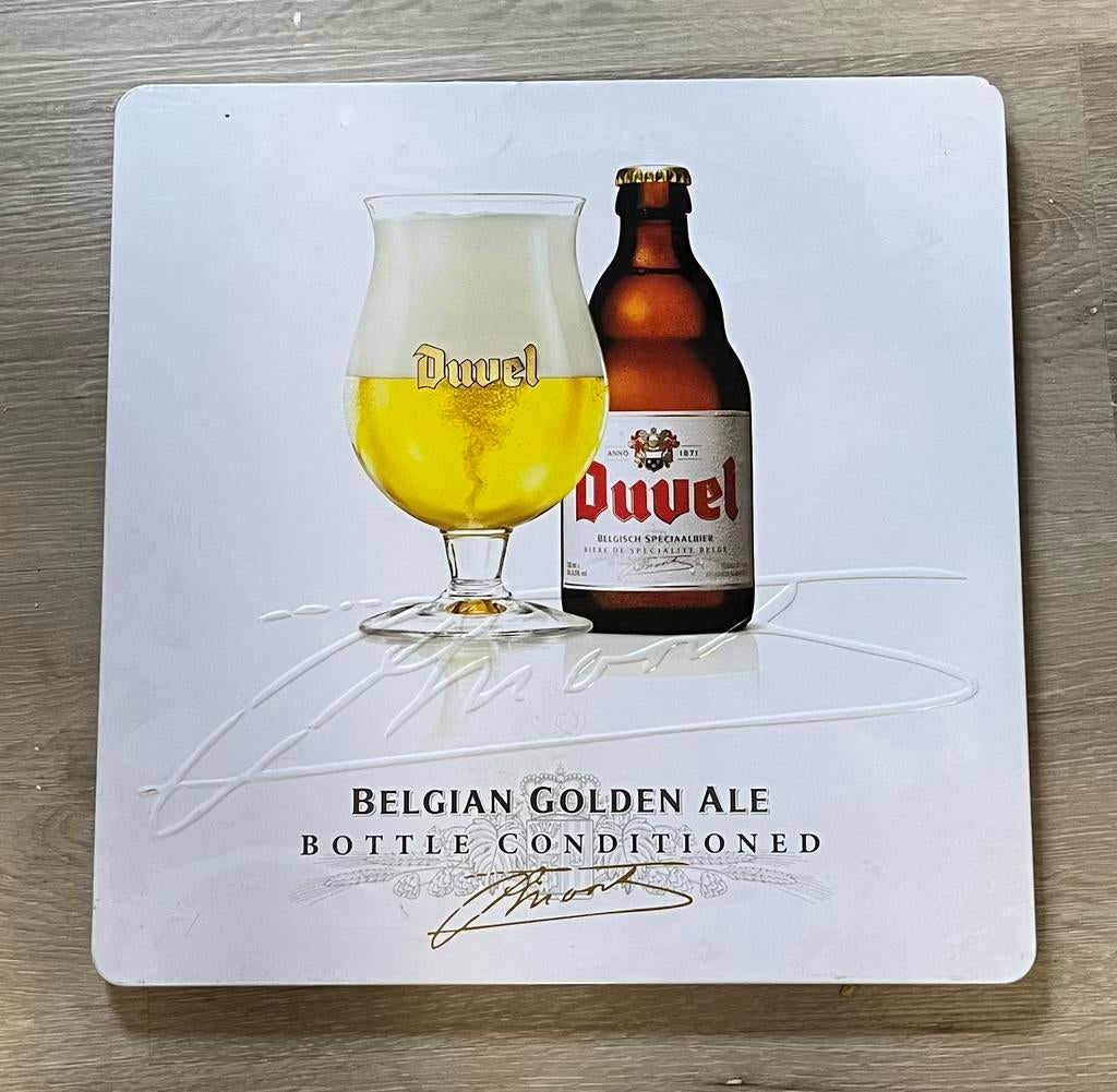 Duvel Blikken Reclamebord 42x42cm, Verzamelen, Ophalen of Verzenden, Gebruikt, Reclamebord, Plaat of Schild, Duvel