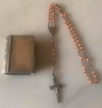 Antieke Rozenkrans  baby koraal met Zilveren Boekje/doosje, Antiek en Kunst, Antiek | Religie, Ophalen of Verzenden