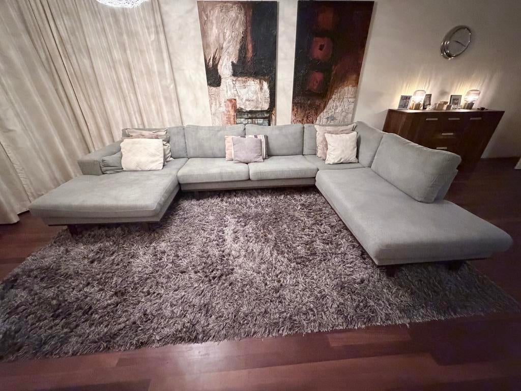 Grijze U-vormige bank, Ophalen, Gebruikt, Stof