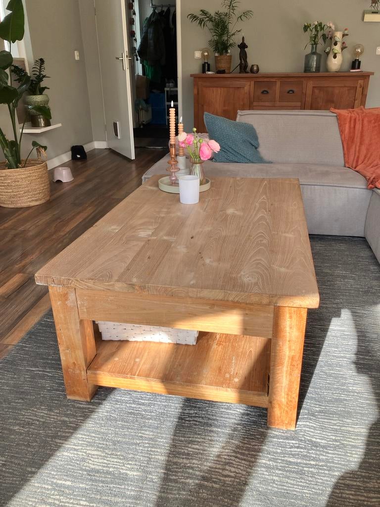 Teak houten salontafel (120x74x45 cm), Ophalen, Gebruikt, 100 tot 150 cm, Teakhout