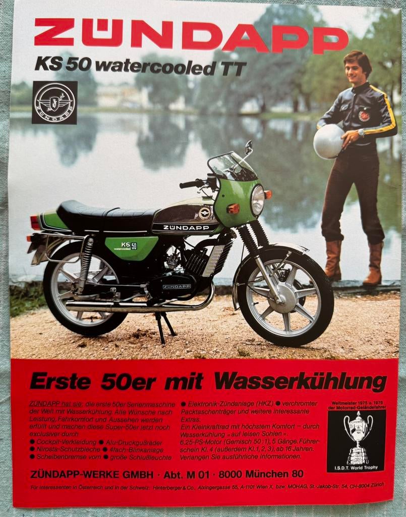 Advertentie Zündapp KS50 watercooled TT, Verzenden, Zo goed als nieuw, Motoren