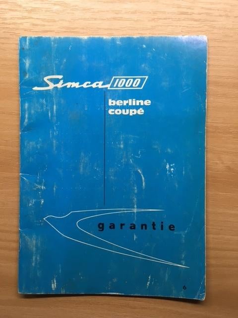 Handleiding/Garantieboekje    Simca 1000  Berline-Coupe   NL, Ophalen of Verzenden