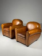 Set van 2 Bart van Bekhoven clubchairs schapenleer, Ophalen of Verzenden, Zo goed als nieuw, 75 tot 100 cm
