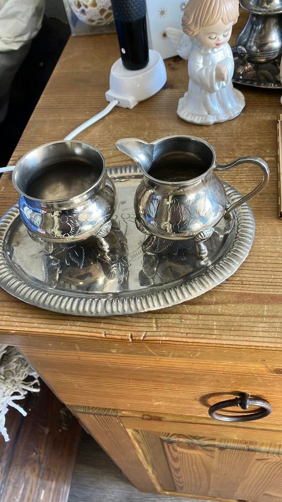 Mooi verzilverd stelletje, Antiek en Kunst, Antiek | Goud en Zilver, Ophalen of Verzenden