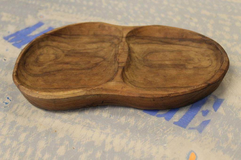 Brocante - Stel schaaltjes van Olijfhout!, Gebruikt, Schaal, Ophalen of Verzenden, Overige vormen