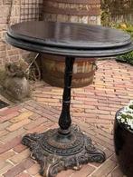 Vintage bistrotafel /Cafetafel/ met zware gietijzeren poot, Tuin en Terras, Tuintafels, Ophalen, Gebruikt, Rond, Metaal