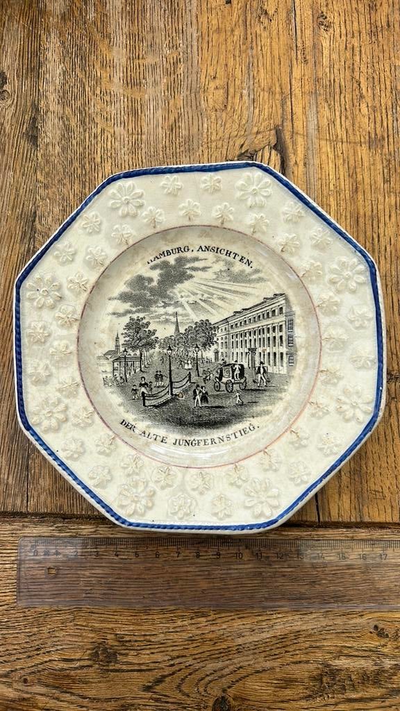Antieke bordjes uit serie Hamburg Ansichten, Antiek en Kunst, Ophalen of Verzenden