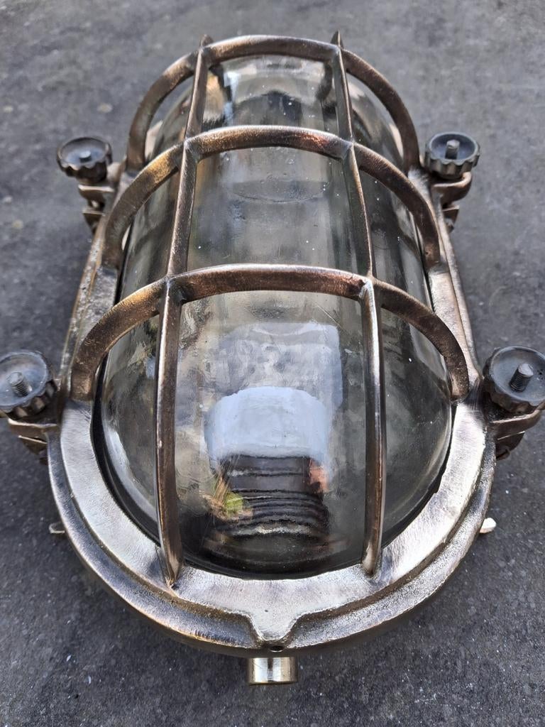 Antieke scheepslamp / bully / kooilamp brons 3.2 kg, Ophalen of Verzenden