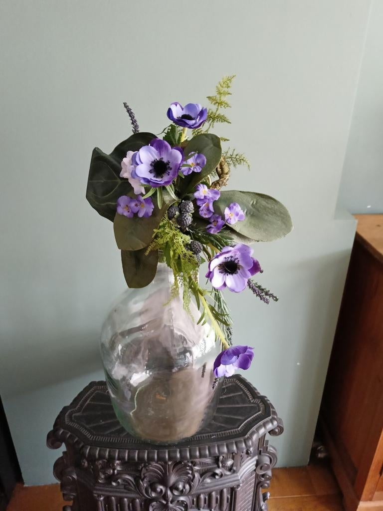 Zijde bloemen boeket bruidsboeket in de tinten paars, Ophalen of Verzenden