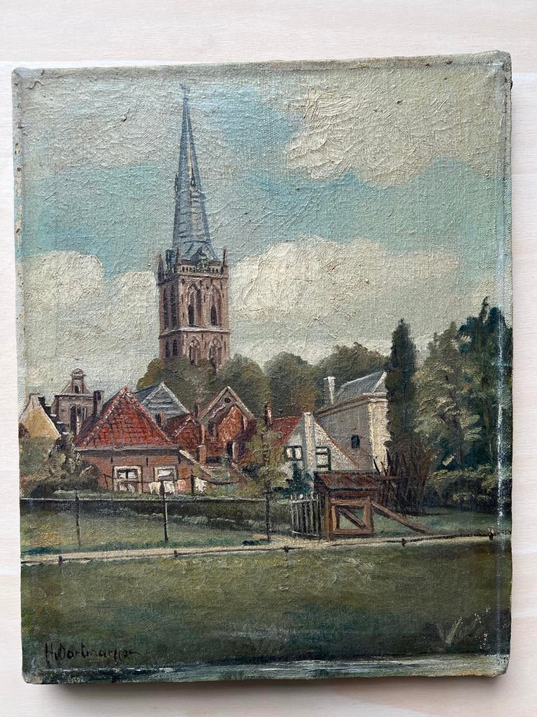 Gezicht op Lochem - Henny van Oortmarssen (1918-1998), Antiek en Kunst, Kunst | Schilderijen | Klassiek, Ophalen of Verzenden