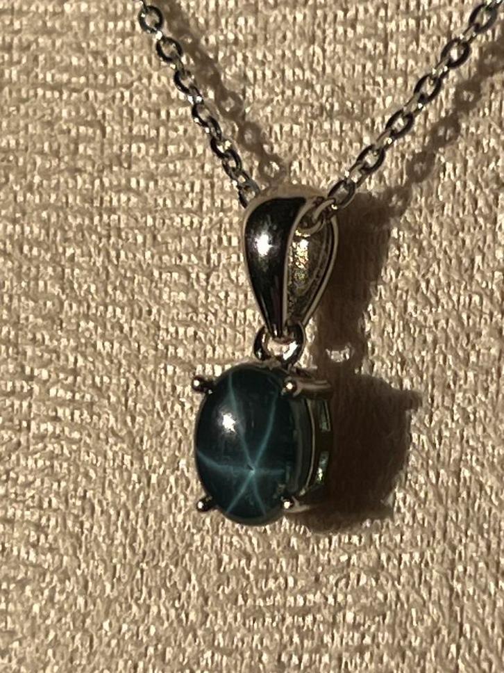 Saffier stersaffier hanger beschermt intuïtie inzicht magie, Sieraden, Tassen en Uiterlijk, Kettingen, Nieuw, Zilver, Blauw, Met edelsteen