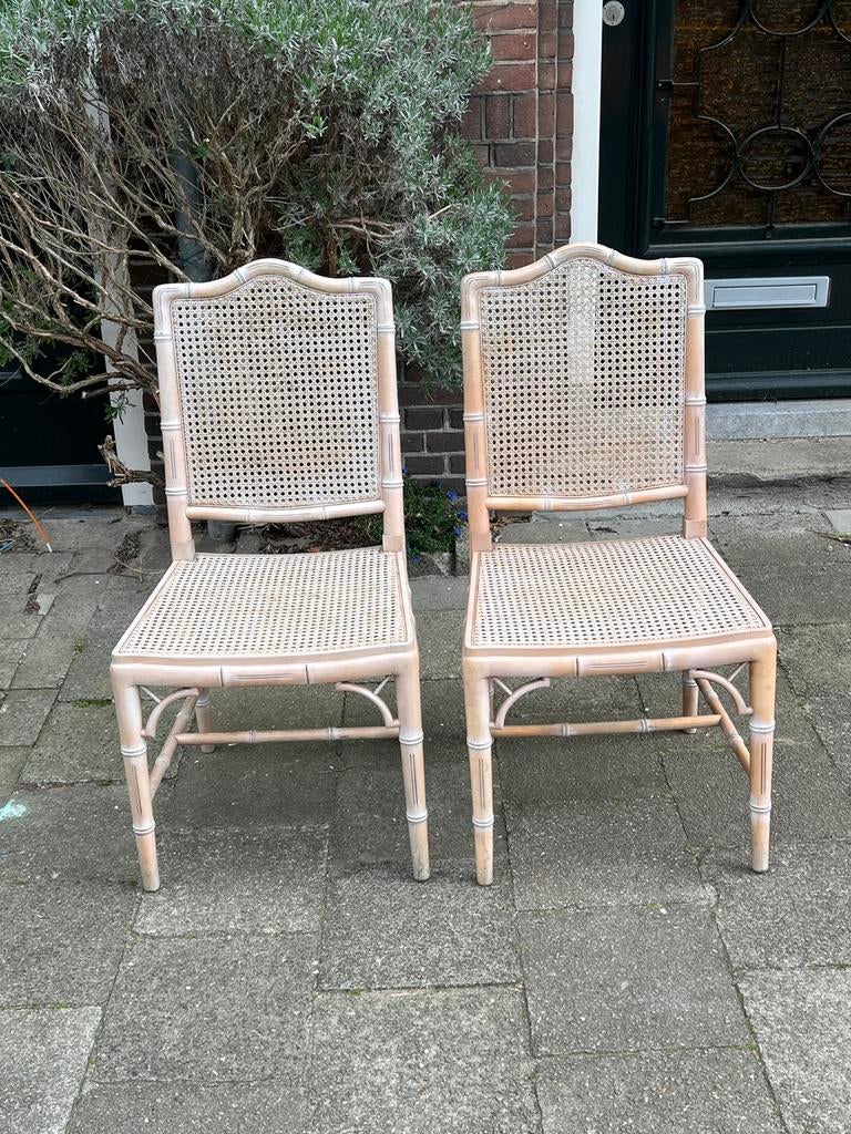 Vintage boho faux bamboo Adler webbing stoelen set/2, Ophalen, Gebruikt, Twee, Overige kleuren
