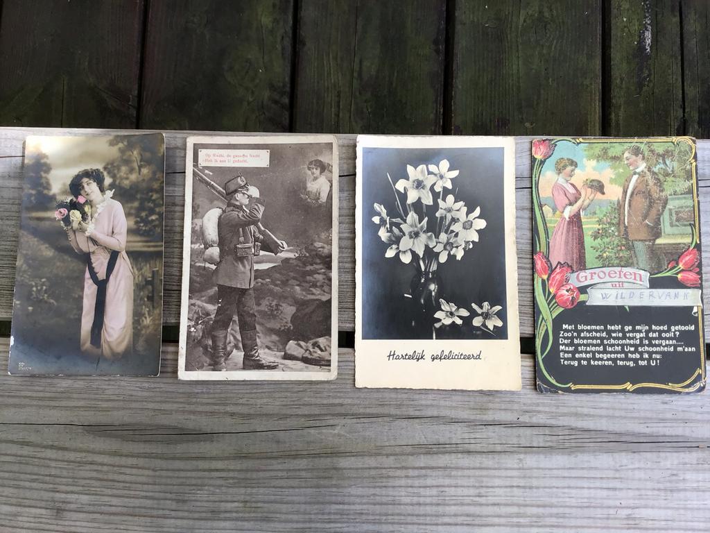Ansichtkaarten van rondom de eerste WO. Militair verstuurd, Verzamelen, Ophalen of Verzenden, Voor 1940, Gebruikt