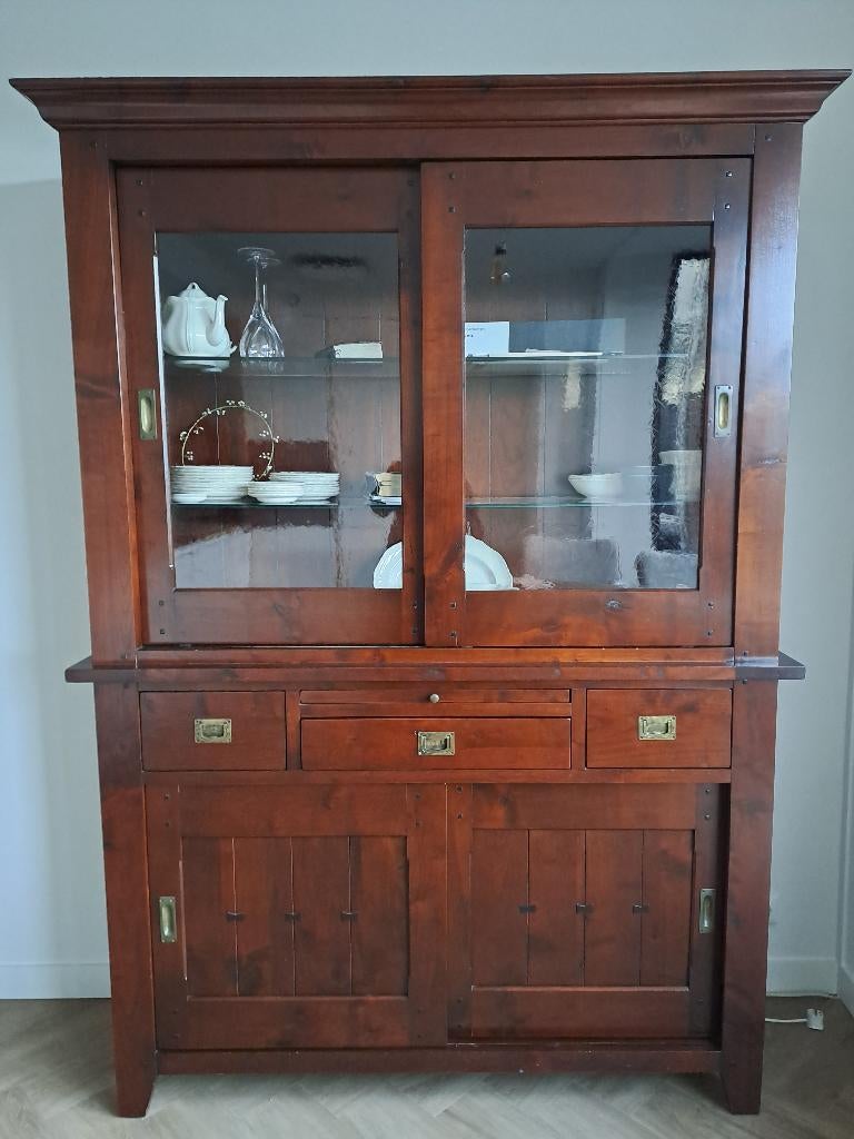 Prachtige kersen buffetkast met verlichting! Zeer gaaf!, Ophalen, Met deur(en), 200 cm of meer, 150 tot 200 cm