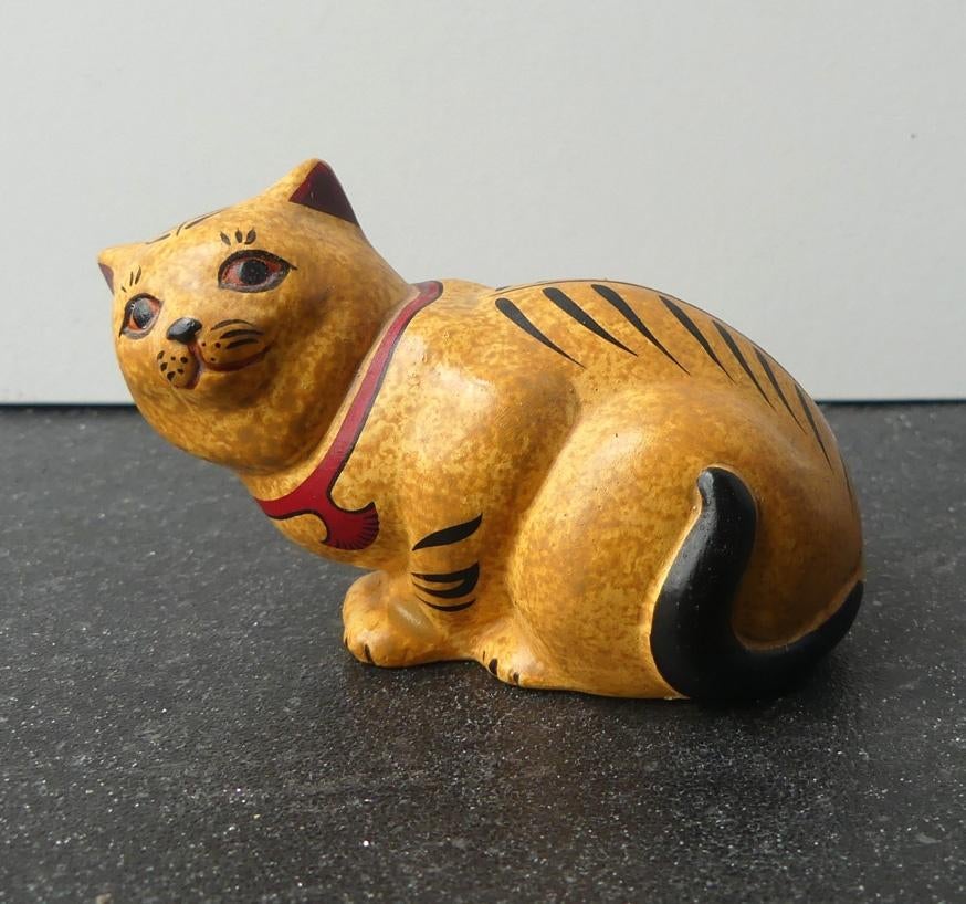 Franklin Mint Curio Cabinet Cats 1986 Chalkware kattenbeeldj, Ophalen of Verzenden, Gebruikt, Dier