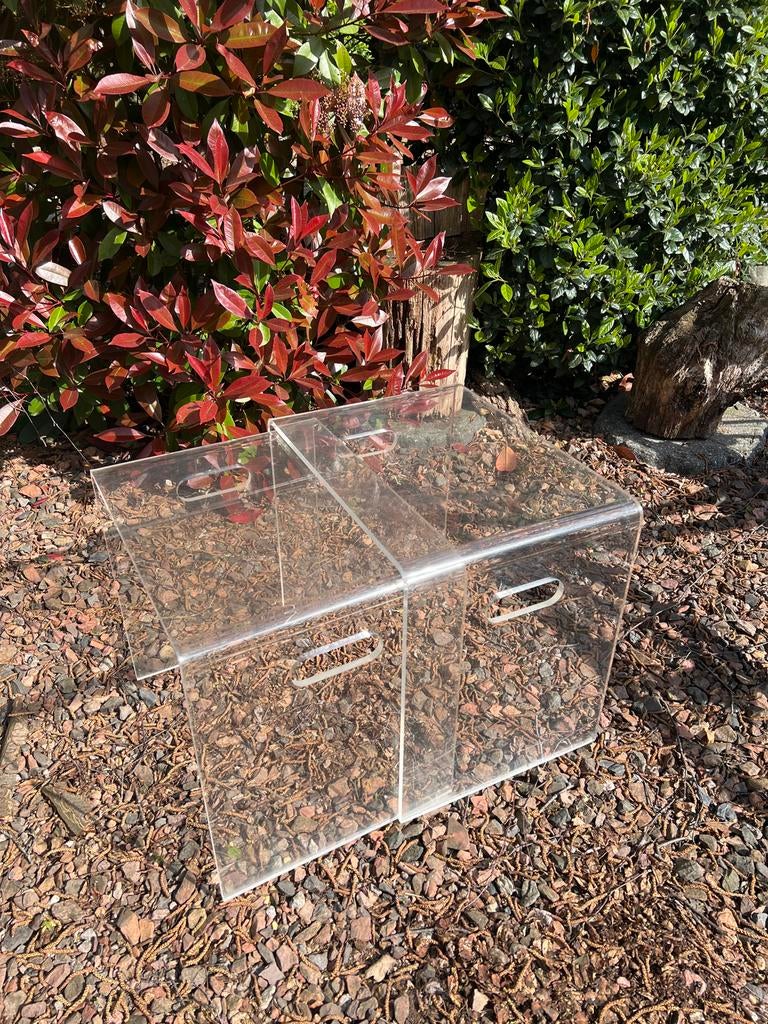 Transparante Acryl bijzettafel tjes, Ophalen, Gebruikt