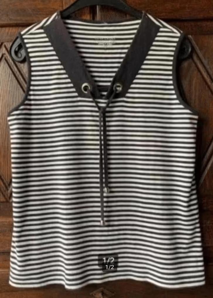 Blauw-wit gestreepte top, hemd; oto 51 cm; Gina Laura; katoe, Kleding | Dames, Ophalen of Verzenden, Zo goed als nieuw, Blauw