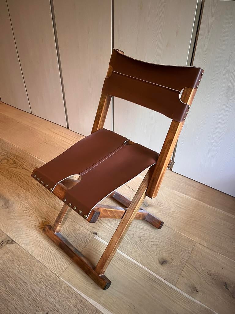 Eikenhouten en leren klapstoel van Zara, Ophalen, Gebruikt, Bruin, Eén