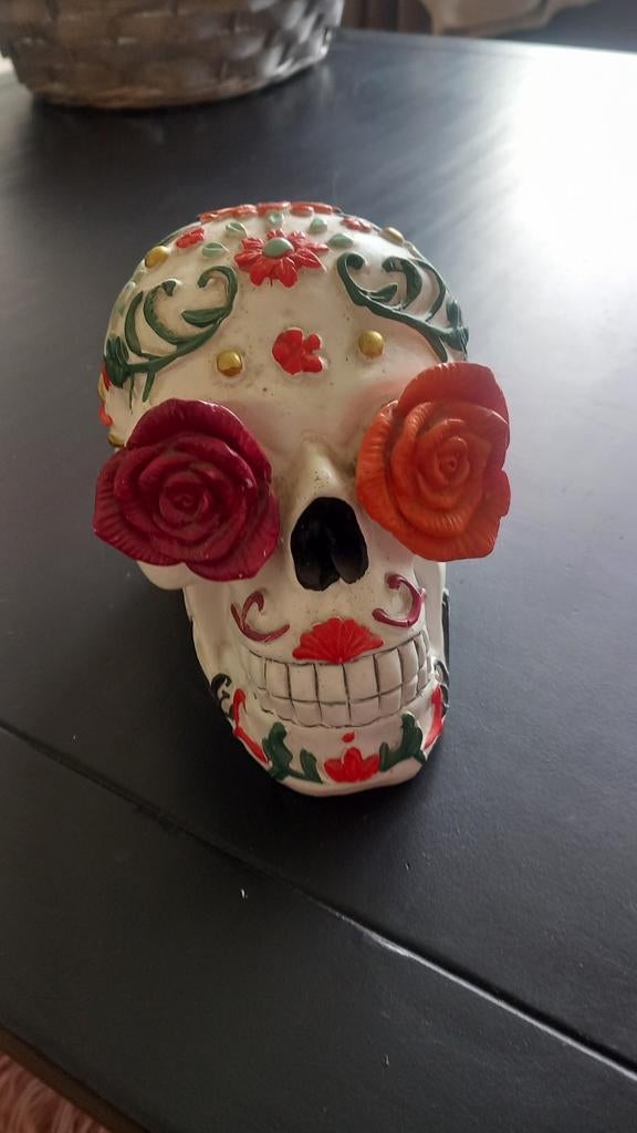 Decoratieve Suikerschedel met Bloemen - Dia de los Muertos, Ophalen, Meerkleurig, Overige stijlen, Zo goed als nieuw