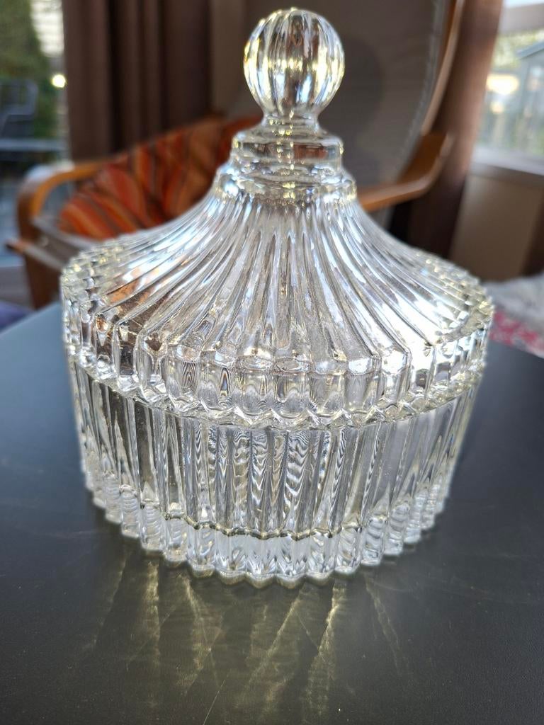 Decoratieve glazen bonbonnière met deksel, Ophalen of Verzenden