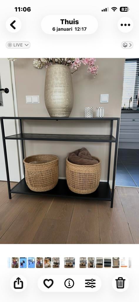 Side table zwart metaal/hout, Ophalen, 50 tot 100 cm, Zo goed als nieuw, Metaal