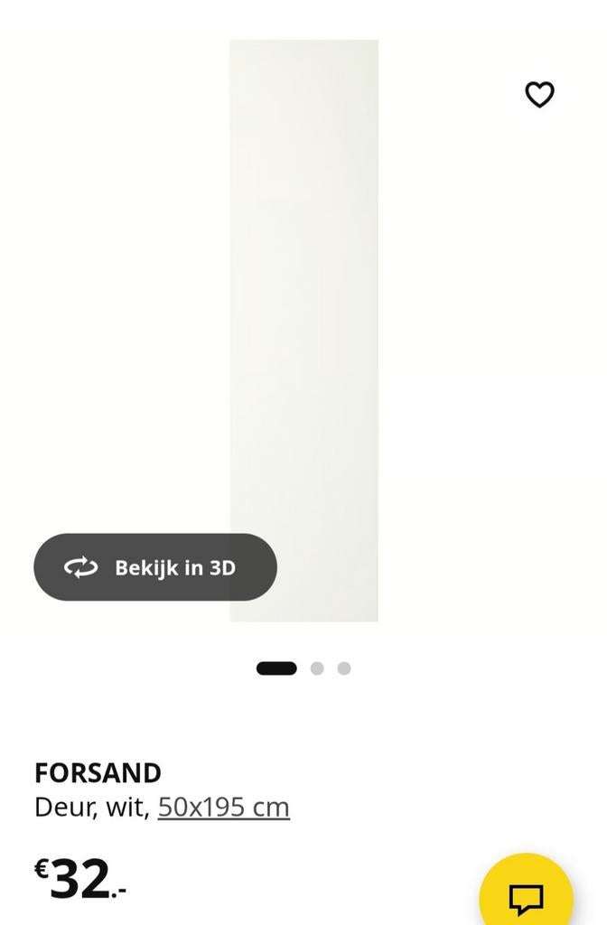 IKEA Forsand deur voor PAX kast, wit, 50x195 cm, Ophalen, 50 tot 100 cm, Minder dan 25 cm, 150 tot 200 cm