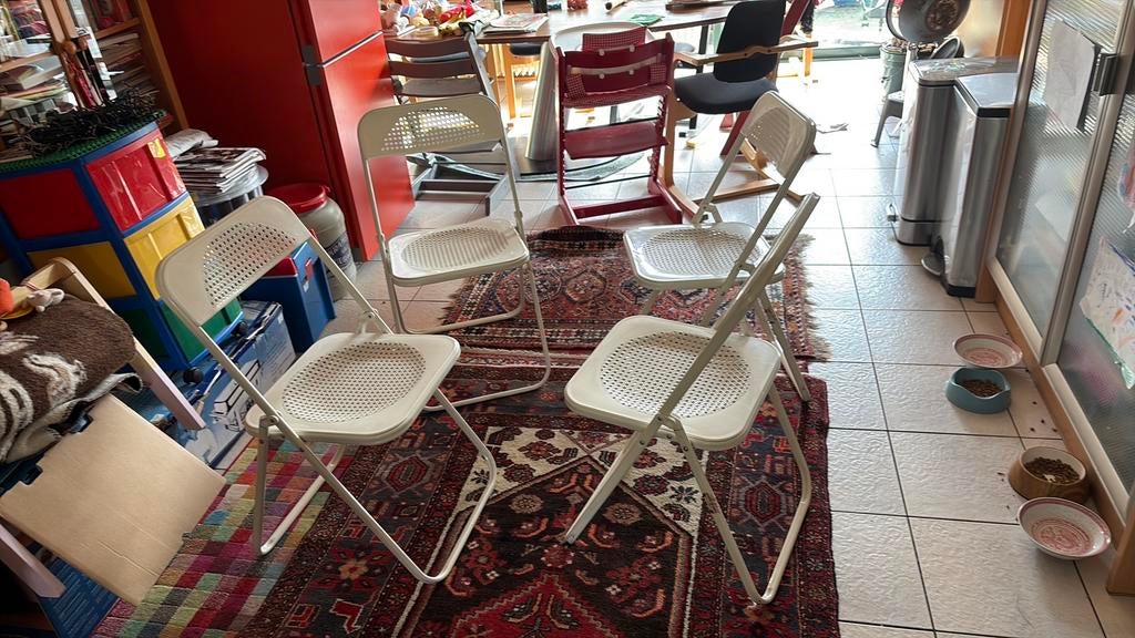 4 grand soleil folding chair klapstoel jaren 80, Wit, Ophalen of Verzenden, Zo goed als nieuw, Vier