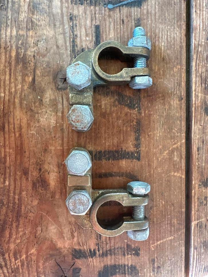 Accupolen 2 stuks zwaar metaal koperkleur, Auto-onderdelen, Accu's en Toebehoren, Universele onderdelen, Gebruikt, Ophalen of Verzenden