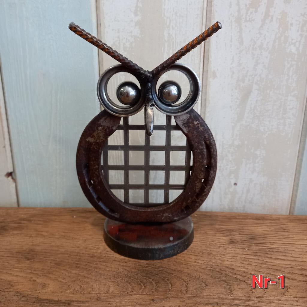 Uil gemaakt van oud hoefijzer - upcycling - metal art, Verzenden