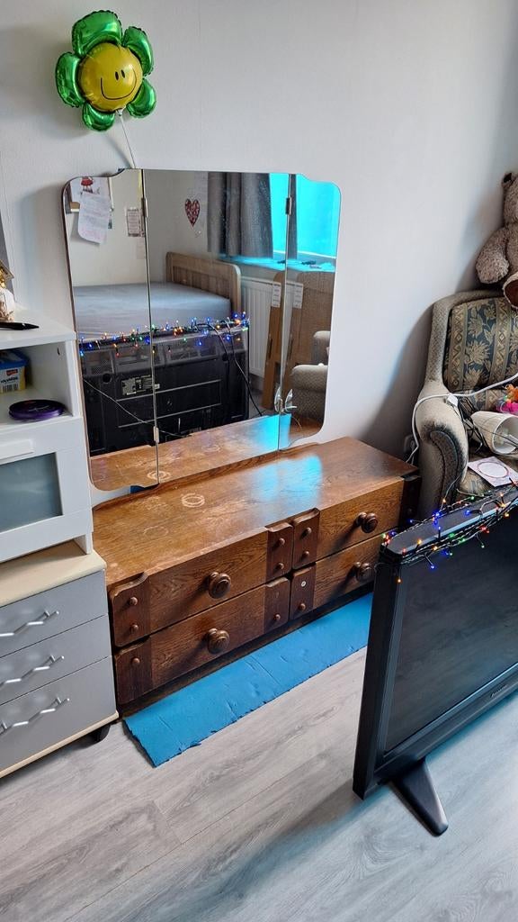 Vintage kaptafel met inklapbare spiegel, Ophalen