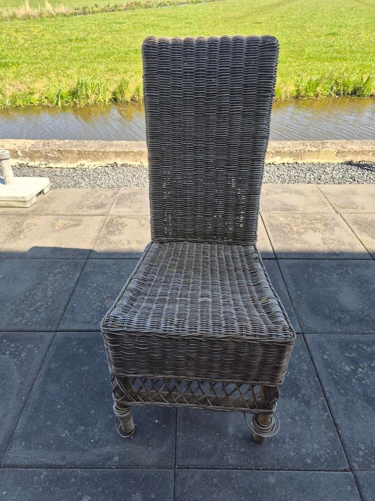 4x Riviera Maison Stoel - Rotan Eetkamerstoelen, Ophalen, Gebruikt, Vier, Grijs