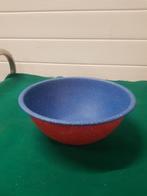 -	Schaal emaille blauw en rood vintage, Ophalen of Verzenden
