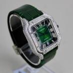 Cartier Santos Large - WSSA0062 - Iced Out, Sieraden, Tassen en Uiterlijk, Horloges | Heren, Overige merken, Cartier, Leer, Staal