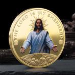 vergulde God penning Jezus Christus devotie amulet, Postzegels en Munten, Penningen en Medailles, Ophalen of Verzenden, Overige materialen
