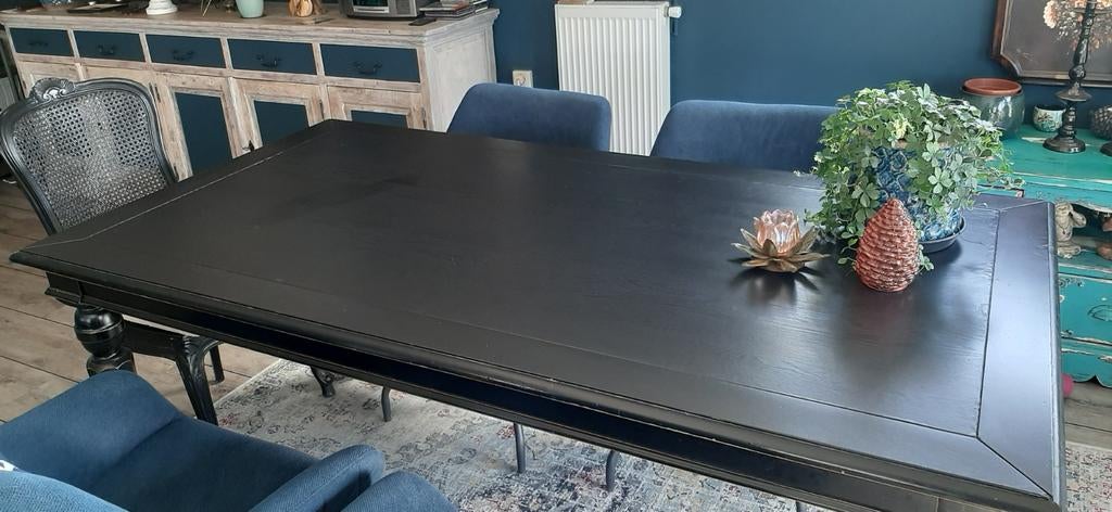 Zwarte klassieke eettafel, Huis en Inrichting, Tafels | Eettafels, Ophalen, Gebruikt, 50 tot 100 cm, Vijf personen of meer