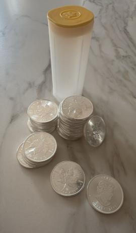 PUUR ZILVER Maple Leaf munten. 1 ounce 31.1 gram 1OZ, Ophalen of Verzenden, Zilver