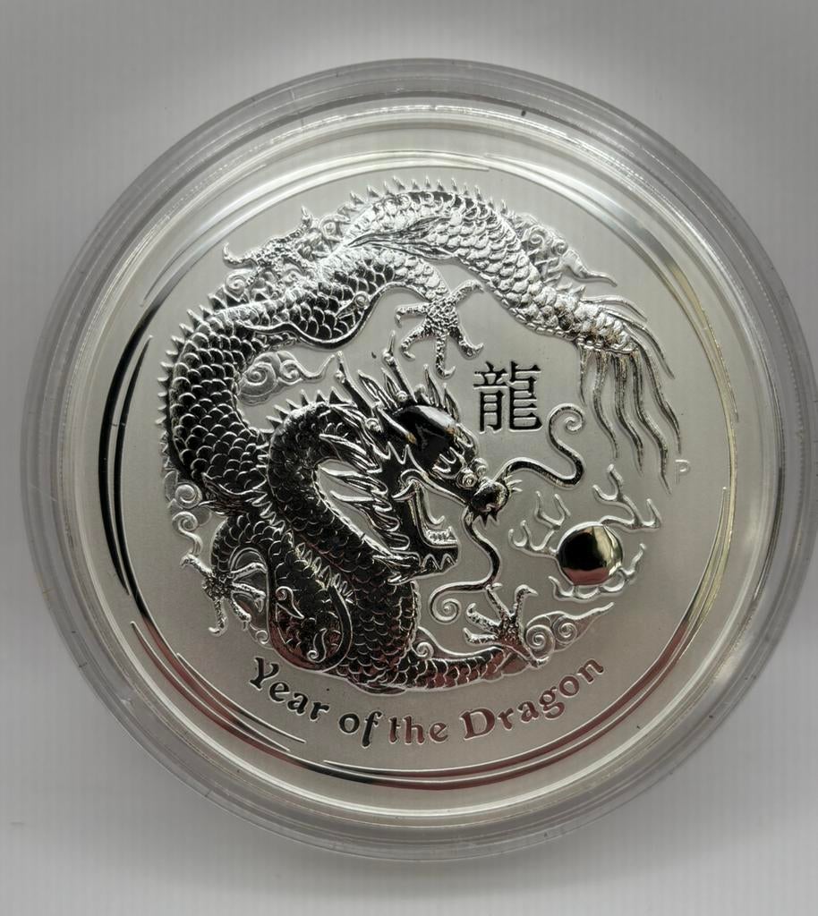 1 kilo zilver year of the dragon 2012 - zilveren munt baar, Postzegels en Munten, Edelmetalen en Baren, Ophalen of Verzenden, Zilver