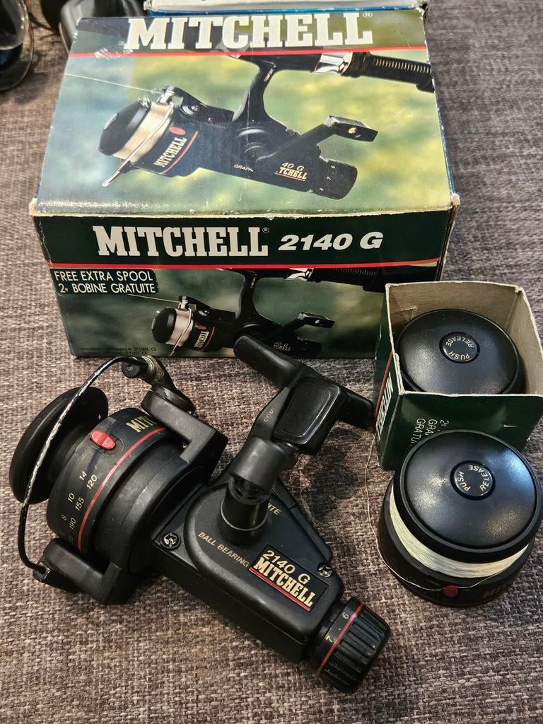 Mitchell 2140G met 2 extra spoelen, Ophalen of Verzenden, Zo goed als nieuw, Molen