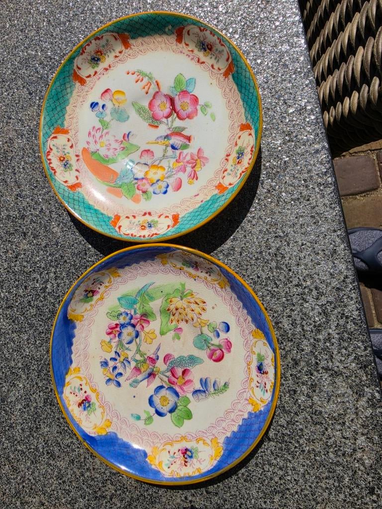 Antieke Schoteltjes - 19e Eeuw - Handgeschilderd, Antiek en Kunst, Antiek | Servies los, Ophalen