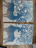 2x schilderij hert canvas, gratis, Ophalen of Verzenden, 50 tot 75 cm, Schilderij, 50 tot 75 cm
