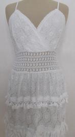 Bohemian/festival kant look witte maxi stroken jurk! M, Maat 38/40 (M), Verzenden, Wit, Zo goed als nieuw