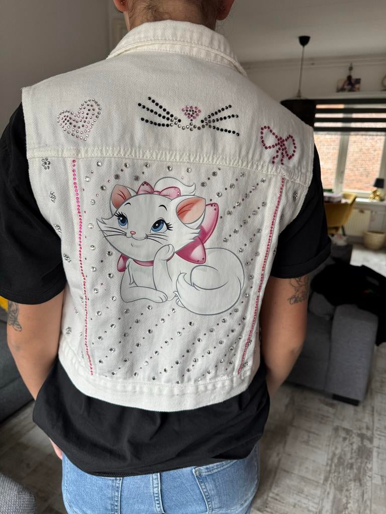 Spijker jasje met all over glitter van poes Marie, Ophalen of Verzenden, Gedragen, Maat 38/40 (M), Wit