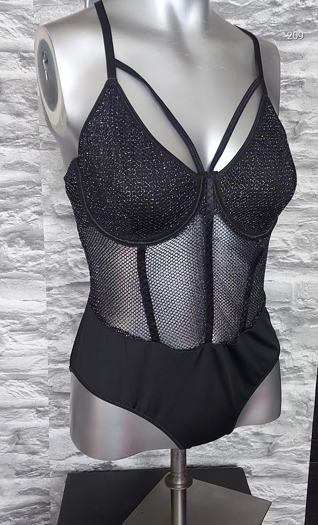 Sexy zwarte body L, Kleding | Dames, Ondergoed en Lingerie, Ophalen of Verzenden, Zwart, Body of Korset
